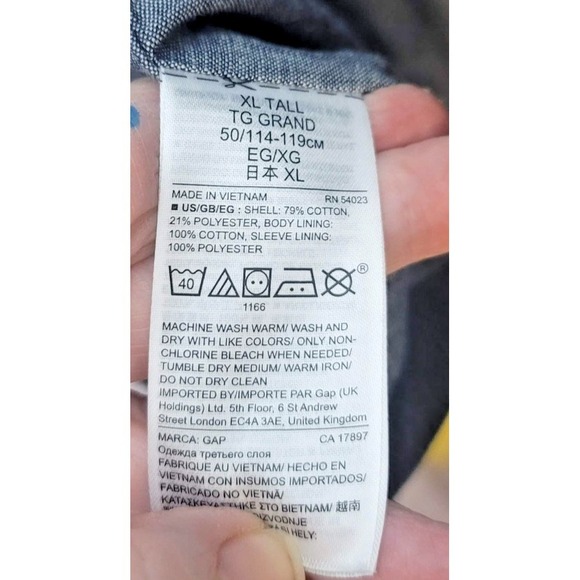 Gap Blazer Mens XL Tall Gray Herringbone Cotton Blend Sport Coat Jacket Denim - Picture 11 of 13